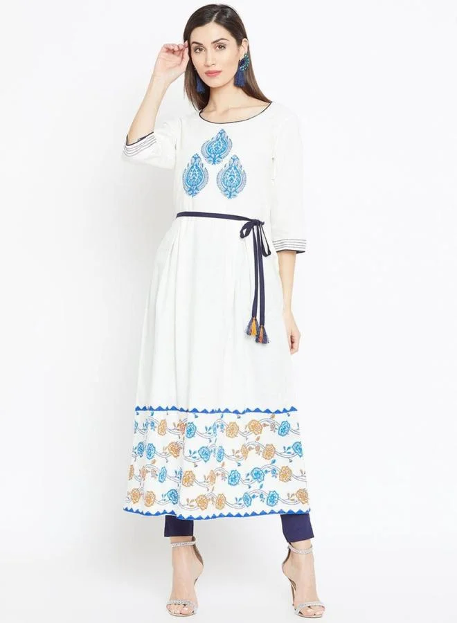 WineRed كورتا قطنية بحافة واسعة مطبوعة